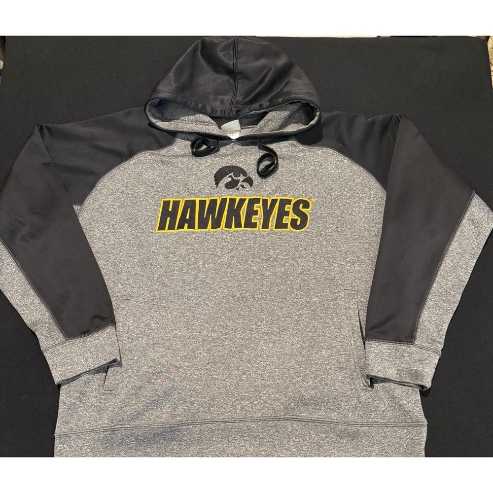 Iowa Hawkeyes Gray/Black Hooded Sweatshirt Pullover Mens Size XL